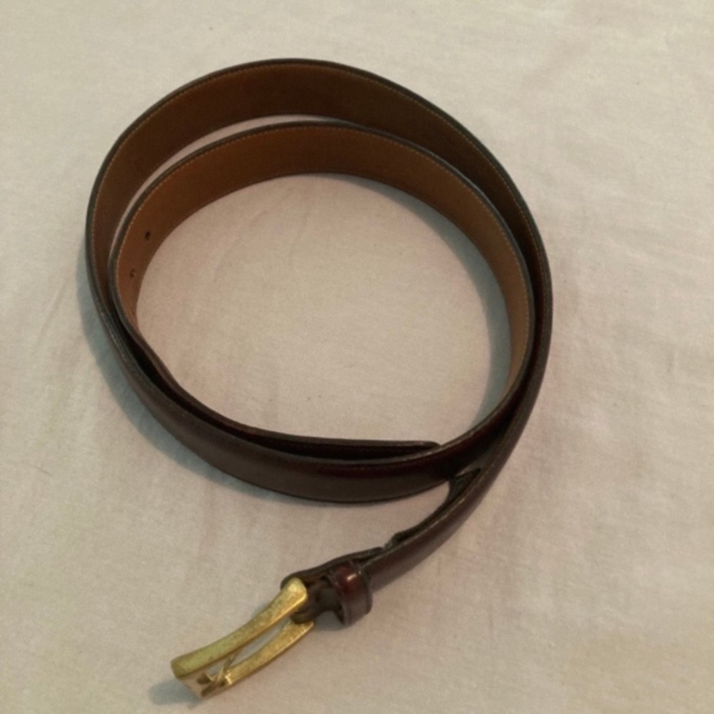 Trafalgar Dark Brown Leather Belt with Gold-Tone Buckle